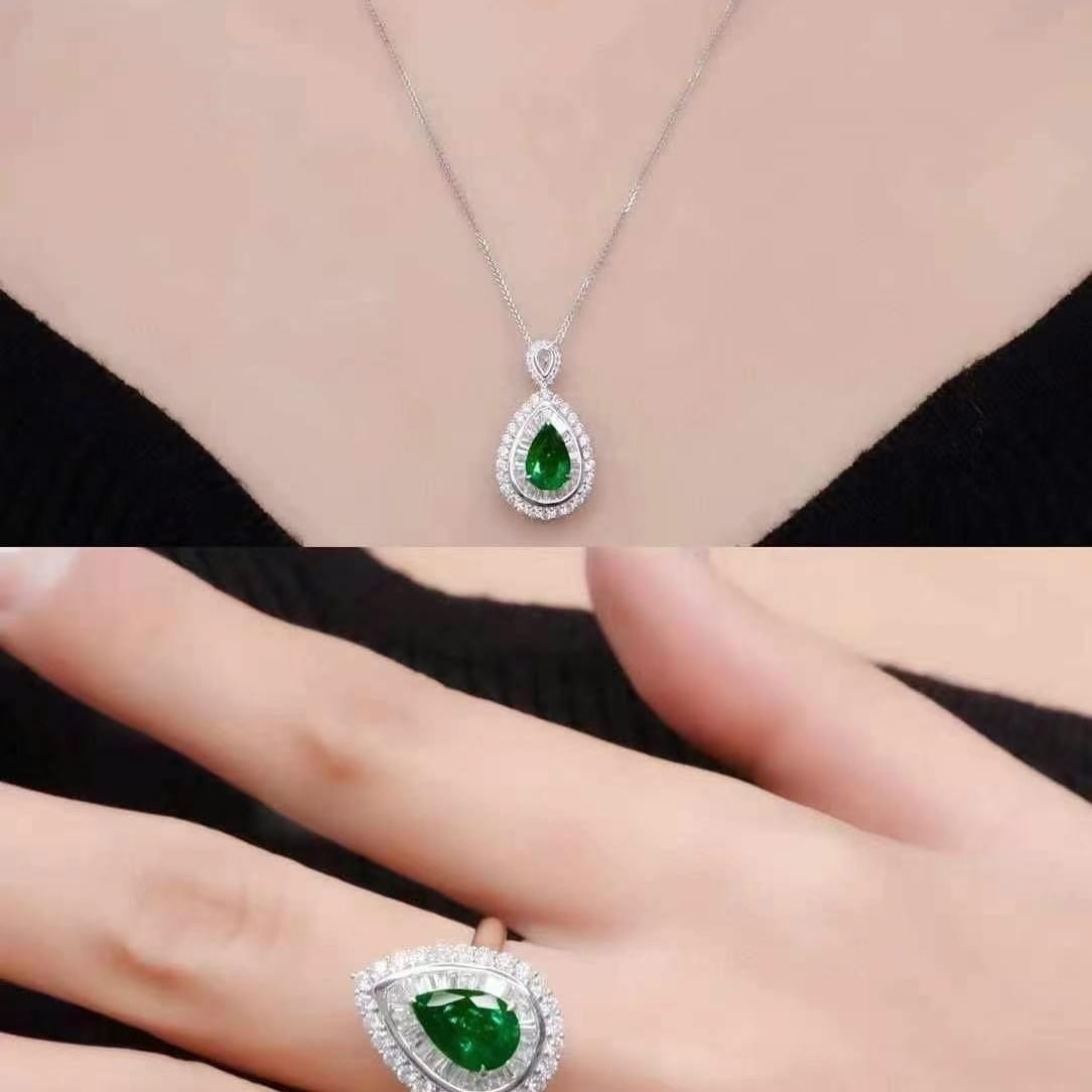 14k Gold 2.62 Ctw Vivid Green Natural Emerald & Diamond Ring/pendant( Without Chain ) - 4