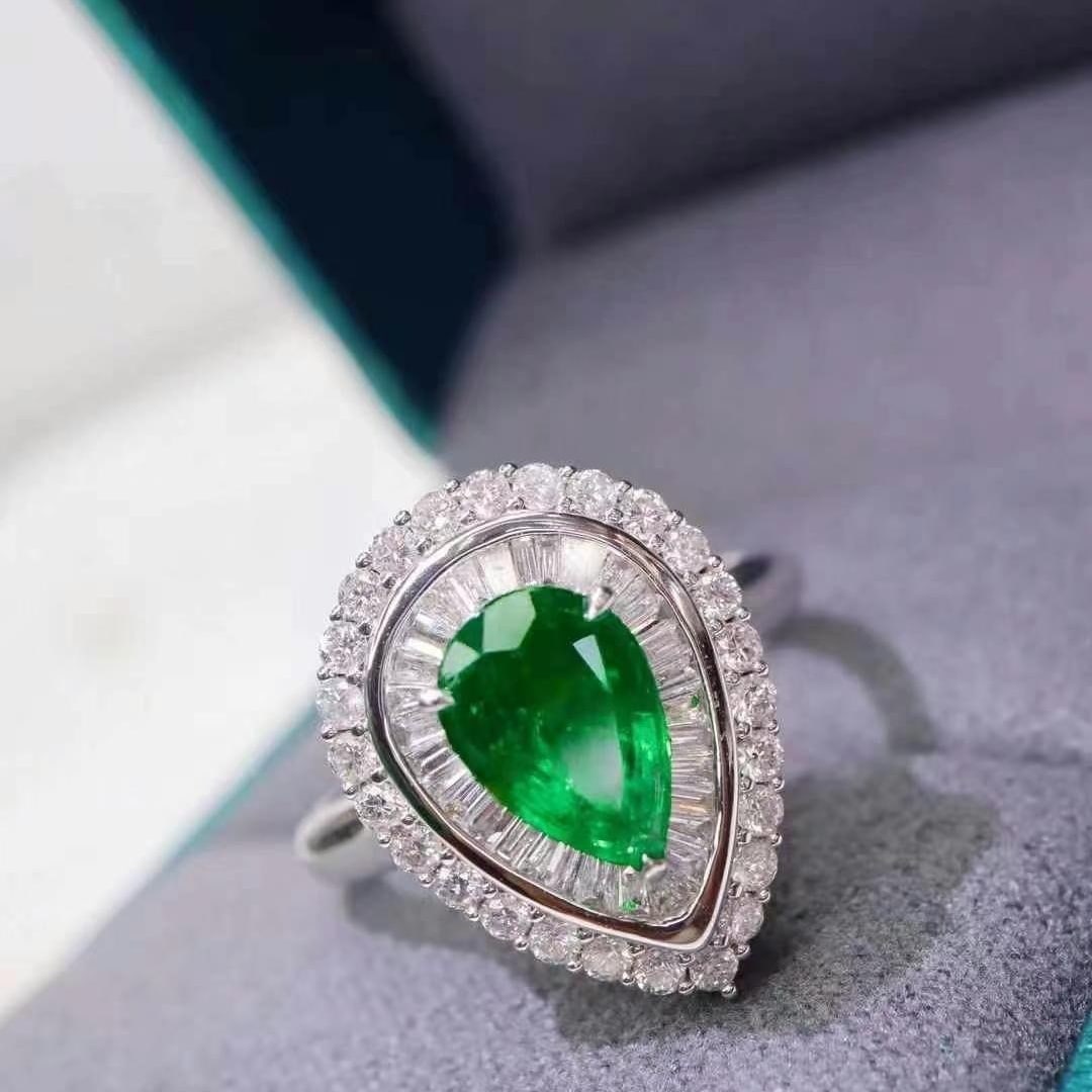 14k Gold 2.62 Ctw Vivid Green Natural Emerald & Diamond Ring/pendant( Without Chain ) - 5
