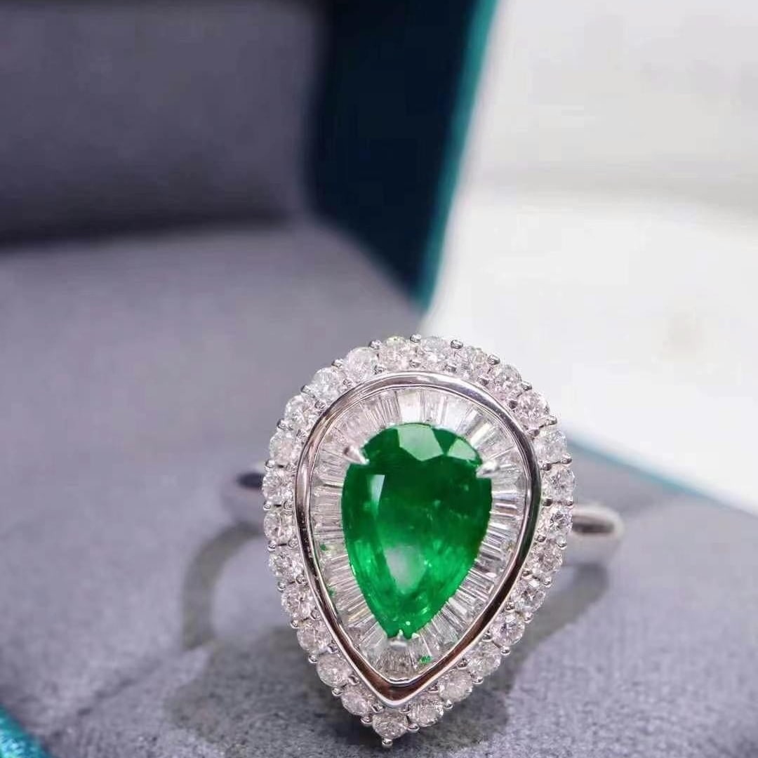 14k Gold 2.62 Ctw Vivid Green Natural Emerald & Diamond Ring/pendant( Without Chain ) - 6