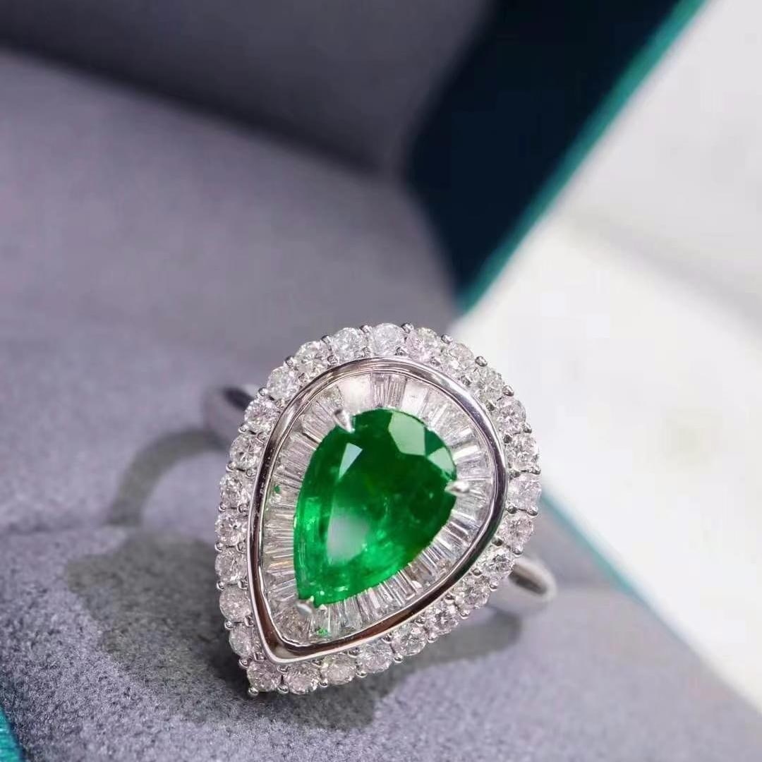 14k Gold 2.62 Ctw Vivid Green Natural Emerald & Diamond Ring/pendant( Without Chain ) - 7
