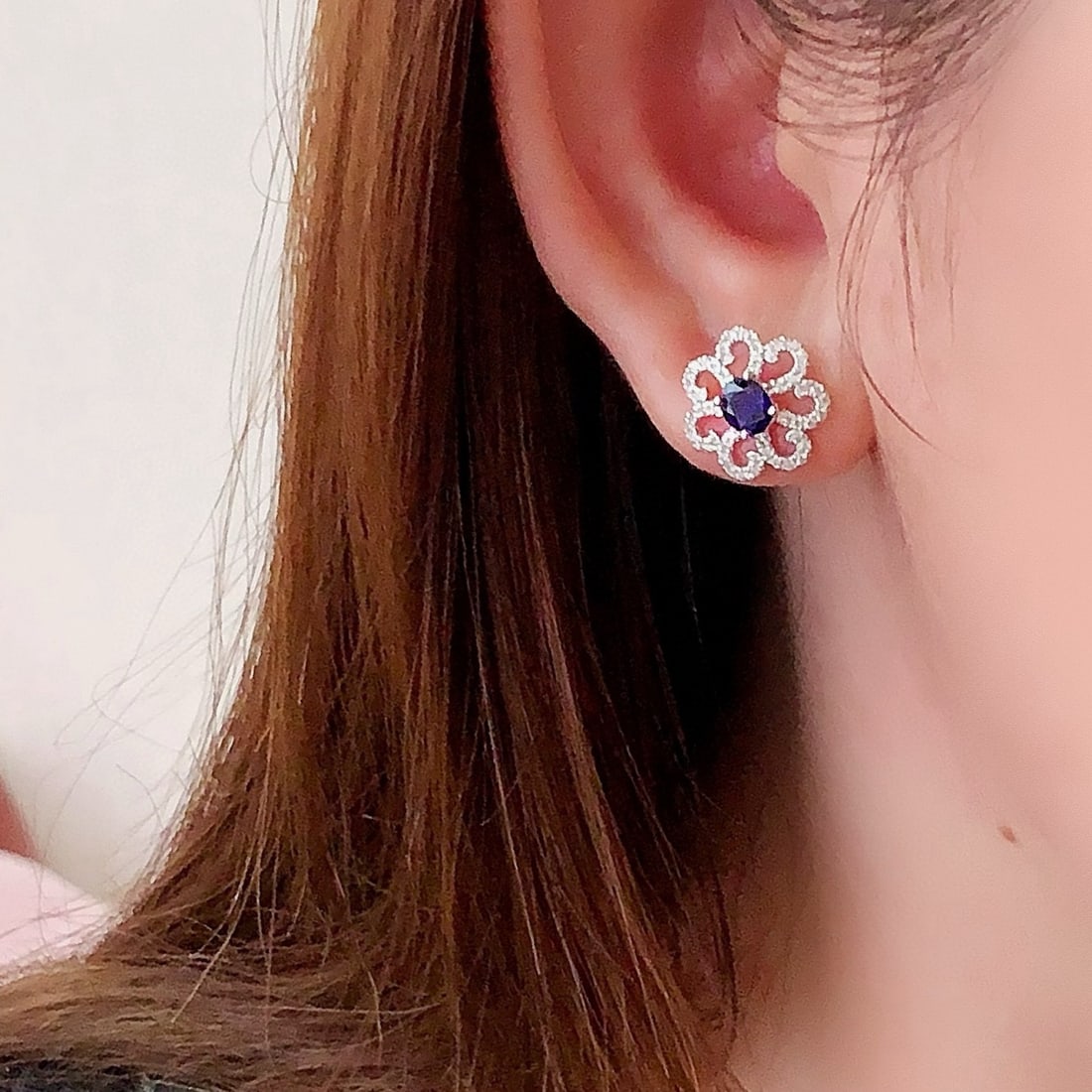 14k Gold 1.29 Ctw Natural Sapphire & Diamond Earrings - 5