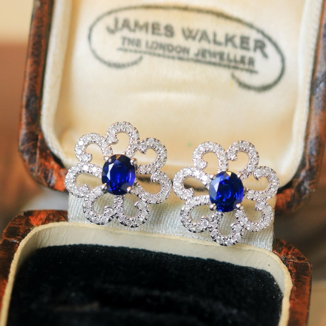 14k Gold 1.29 Ctw Natural Sapphire & Diamond Earrings - 6
