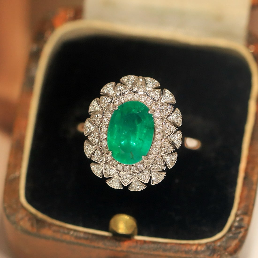 14k Gold 2.23 Ctw Natural Emerald & Diamond Ring/pendant( Without Chain ) - 2