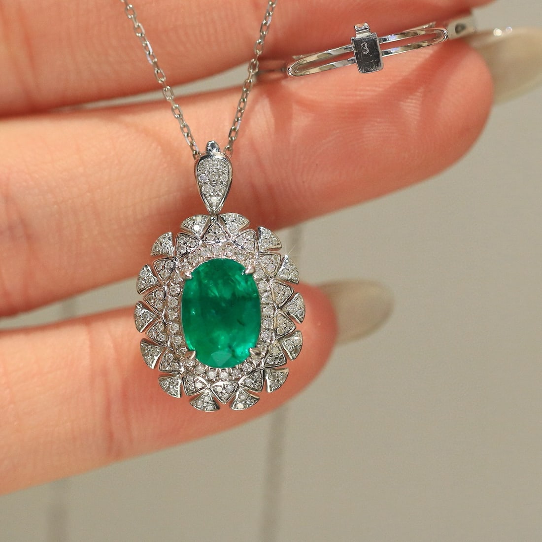14k Gold 2.23 Ctw Natural Emerald & Diamond Ring/pendant( Without Chain ) - 4