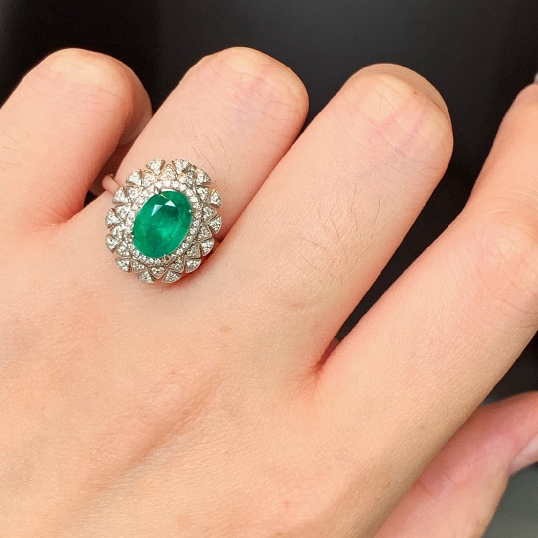 14k Gold 2.23 Ctw Natural Emerald & Diamond Ring/pendant( Without Chain ) - 5