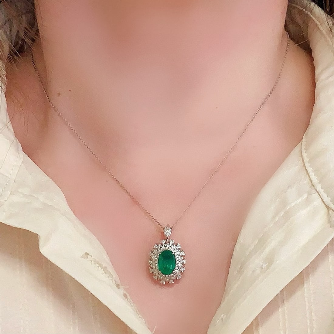 14k Gold 2.23 Ctw Natural Emerald & Diamond Ring/pendant( Without Chain ) - 6