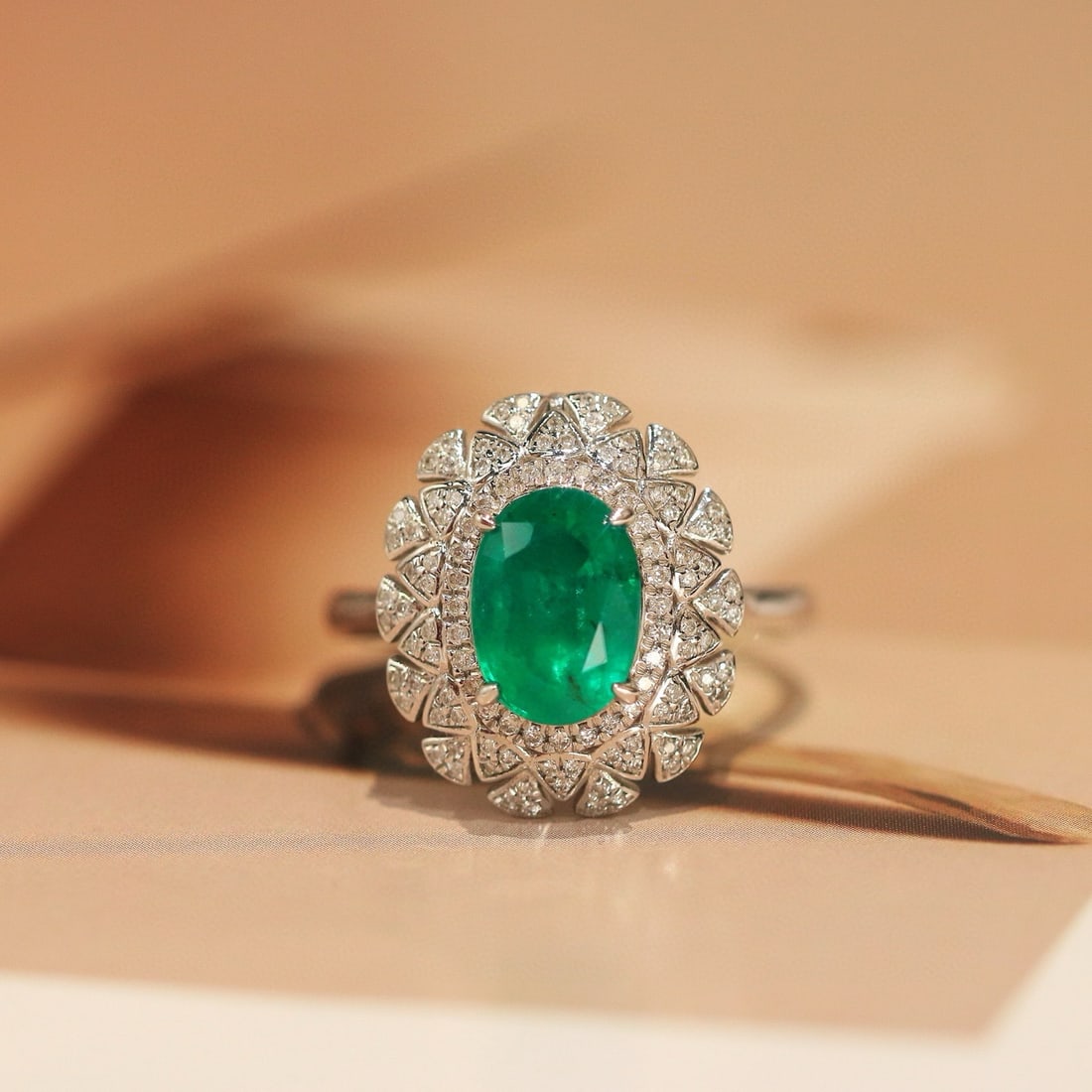 14k Gold 2.23 Ctw Natural Emerald & Diamond Ring/pendant( Without Chain ) - 7