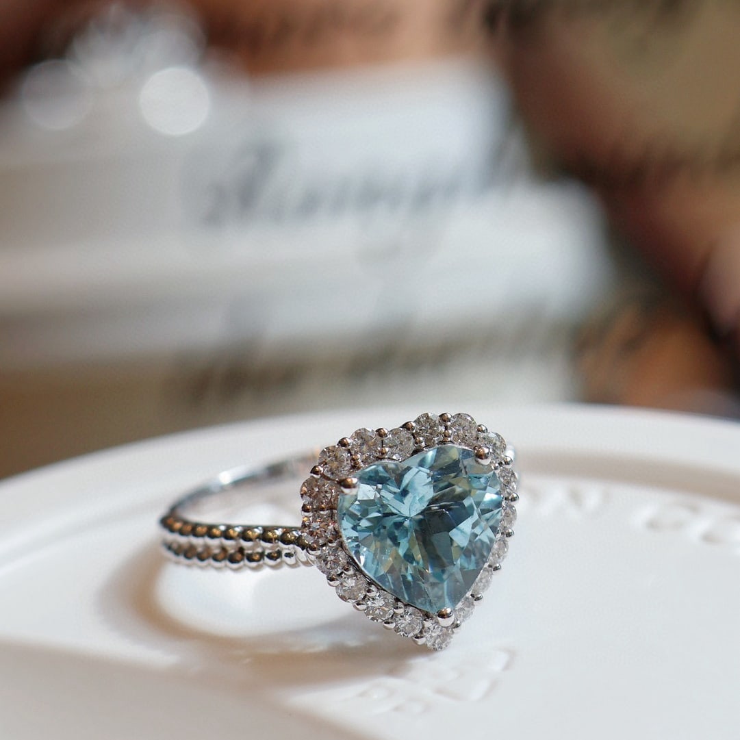 14k Gold 3.21 Ctw Natural Aquamarine & Diamond Ring/pendant( Without Chain ) - 4