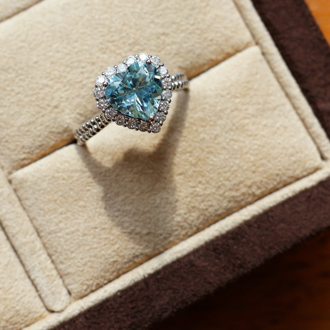 14k Gold 3.21 Ctw Natural Aquamarine & Diamond Ring/pendant( Without Chain ) - 9