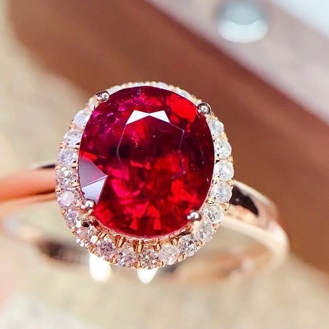 14k Gold 2.35 Ct Natural Tourmaline & Diamond Ring - 4