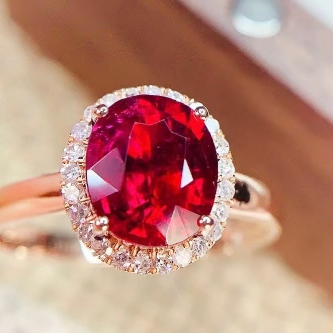 14k Gold 2.35 Ct Natural Tourmaline & Diamond Ring - 5