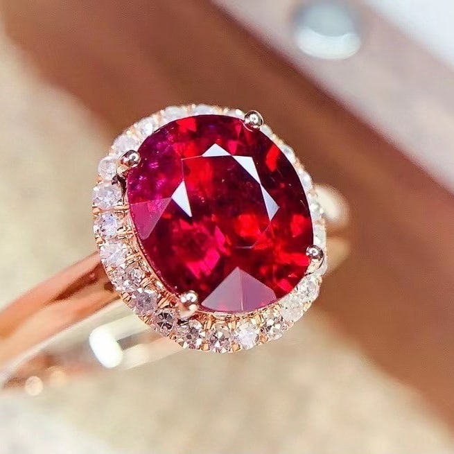 14k Gold 2.35 Ct Natural Tourmaline & Diamond Ring - 6