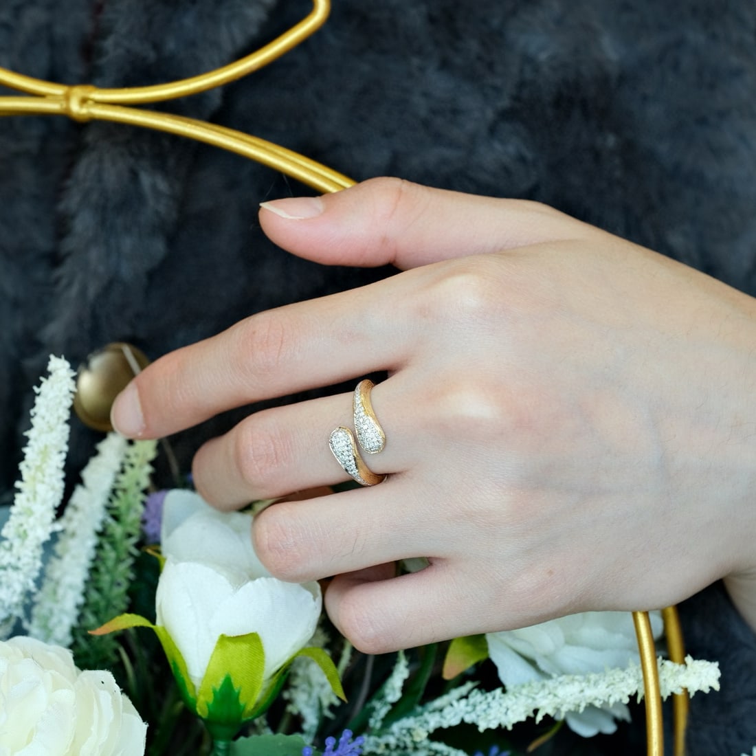 14k Gold 0.56 Ct Natural H Diamond Ring - 3