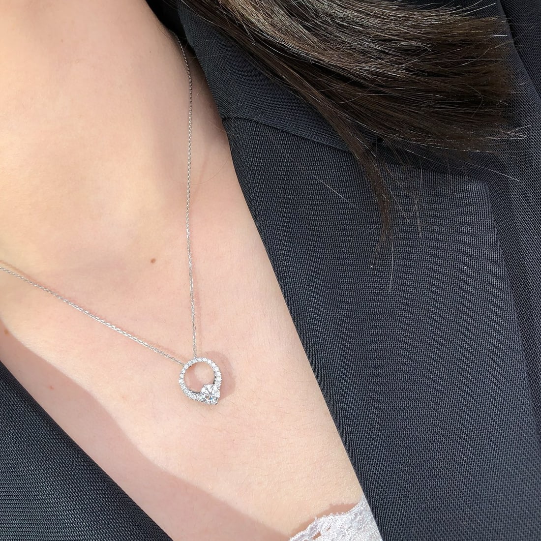 14k Gold 0.51 Ct Natural H Diamond Necklace - 2