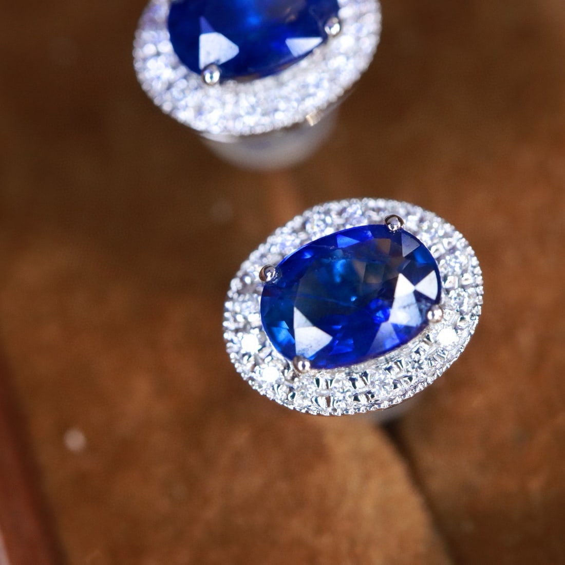 14k Gold 1.20 Ctw Natural Sapphire & Diamond Earrings - 3