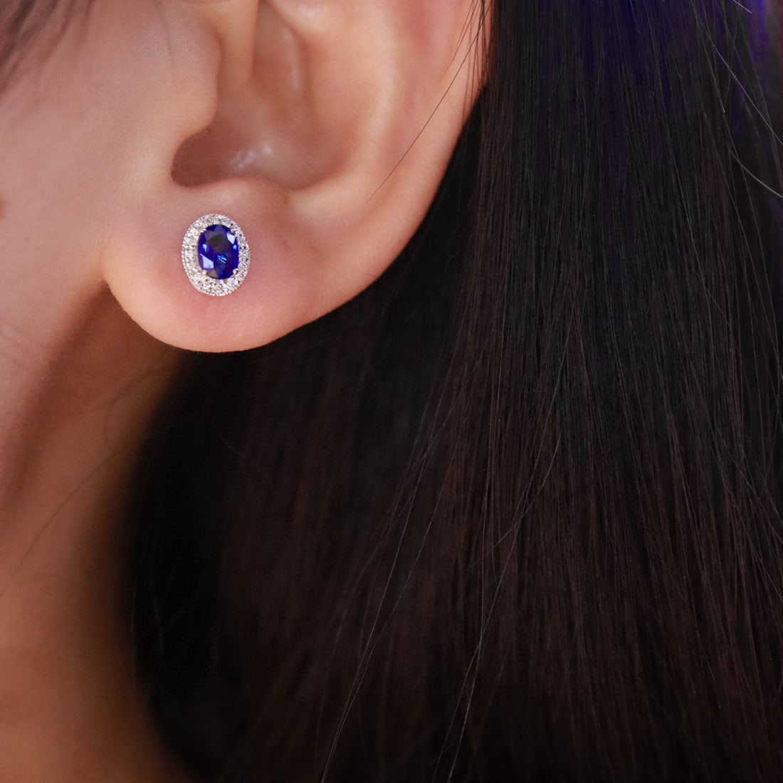 14k Gold 1.20 Ctw Natural Sapphire & Diamond Earrings - 5