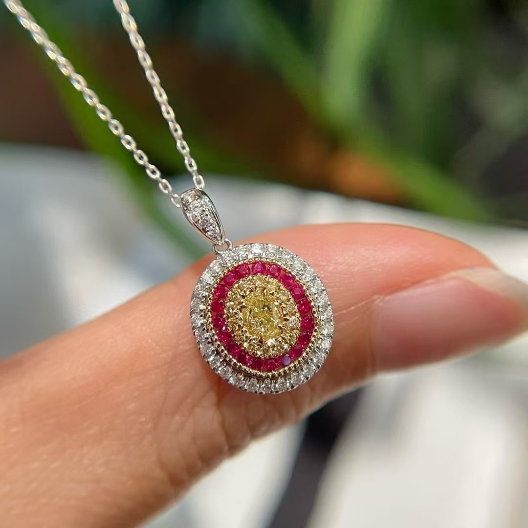 14k Gold 0.65 Ctw Natural Ruby & Diamond Pendant( Without Chain ): Ref:230982449 / / gold content:14k gold / / main gemstone:ruby / / shape:round / / carat weight:0. 15ct / / color:red / / treatment:natural / / cut grade:g / / / / adjacent gemstone 2 : diamond / /