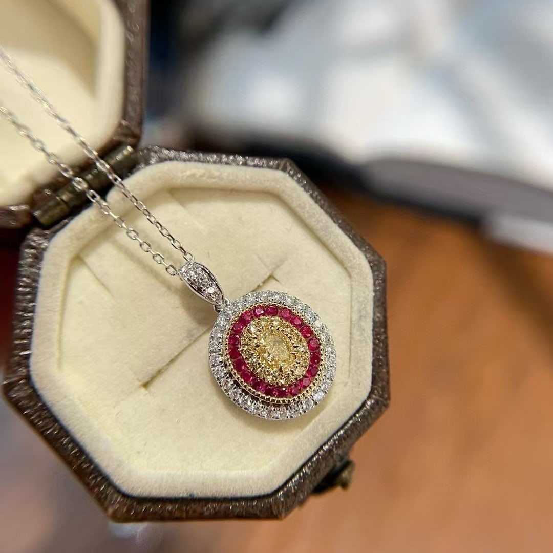 14k Gold 0.65 Ctw Natural Ruby & Diamond Pendant( Without Chain ) - 4
