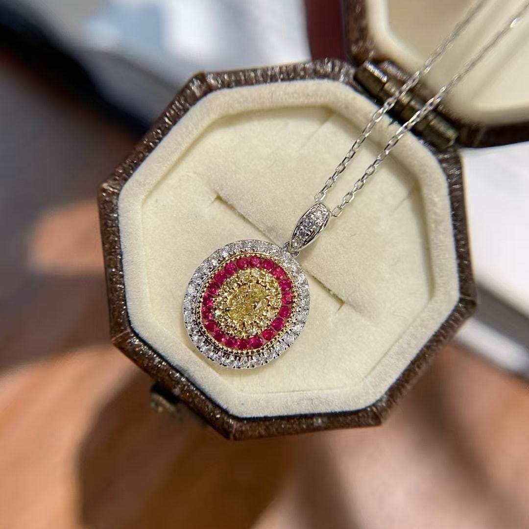 14k Gold 0.65 Ctw Natural Ruby & Diamond Pendant( Without Chain ) - 5