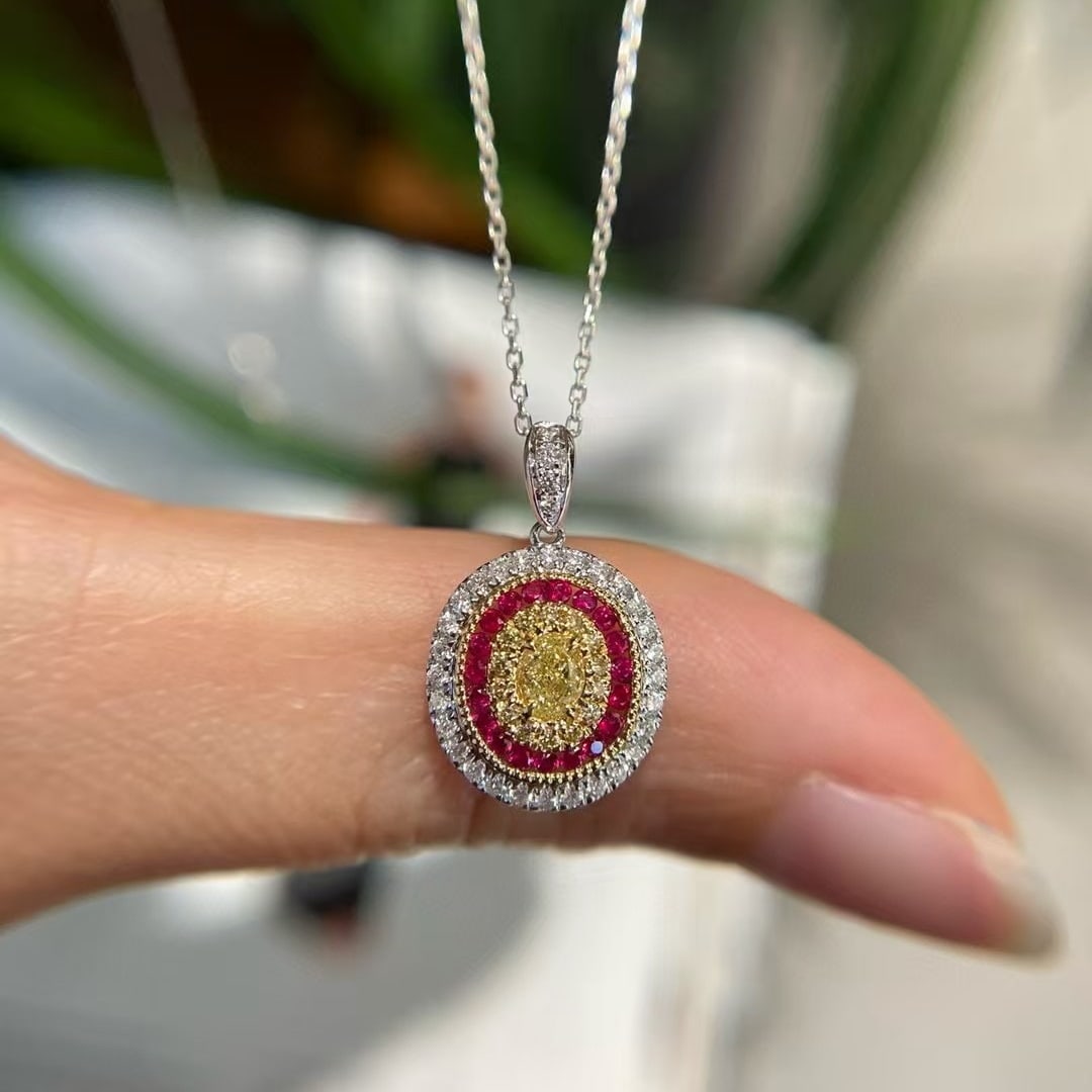 14k Gold 0.65 Ctw Natural Ruby & Diamond Pendant( Without Chain ) - 6