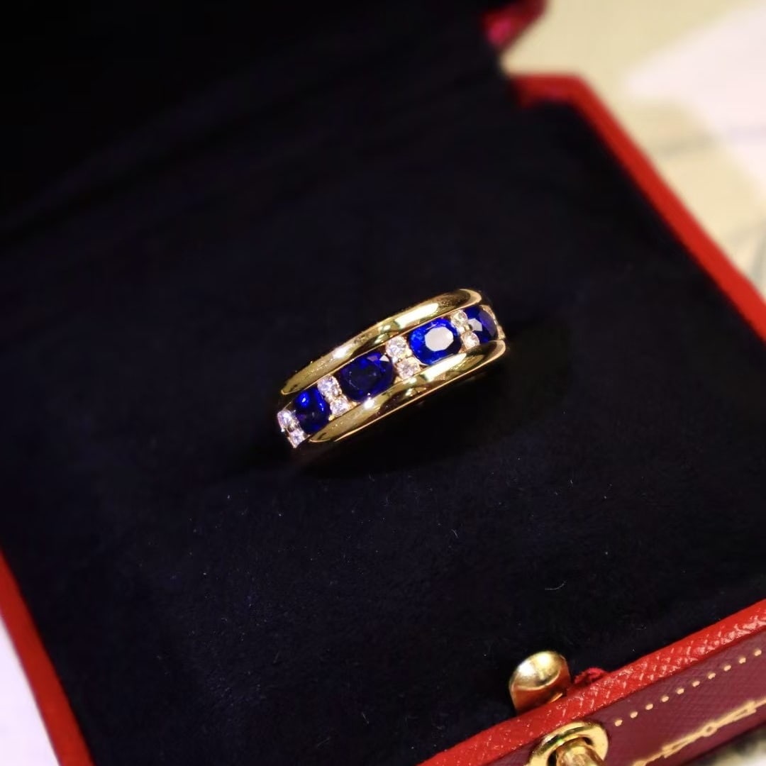 14k Gold 1.58 Ctw Natural Sapphire & Diamond Ring - 2