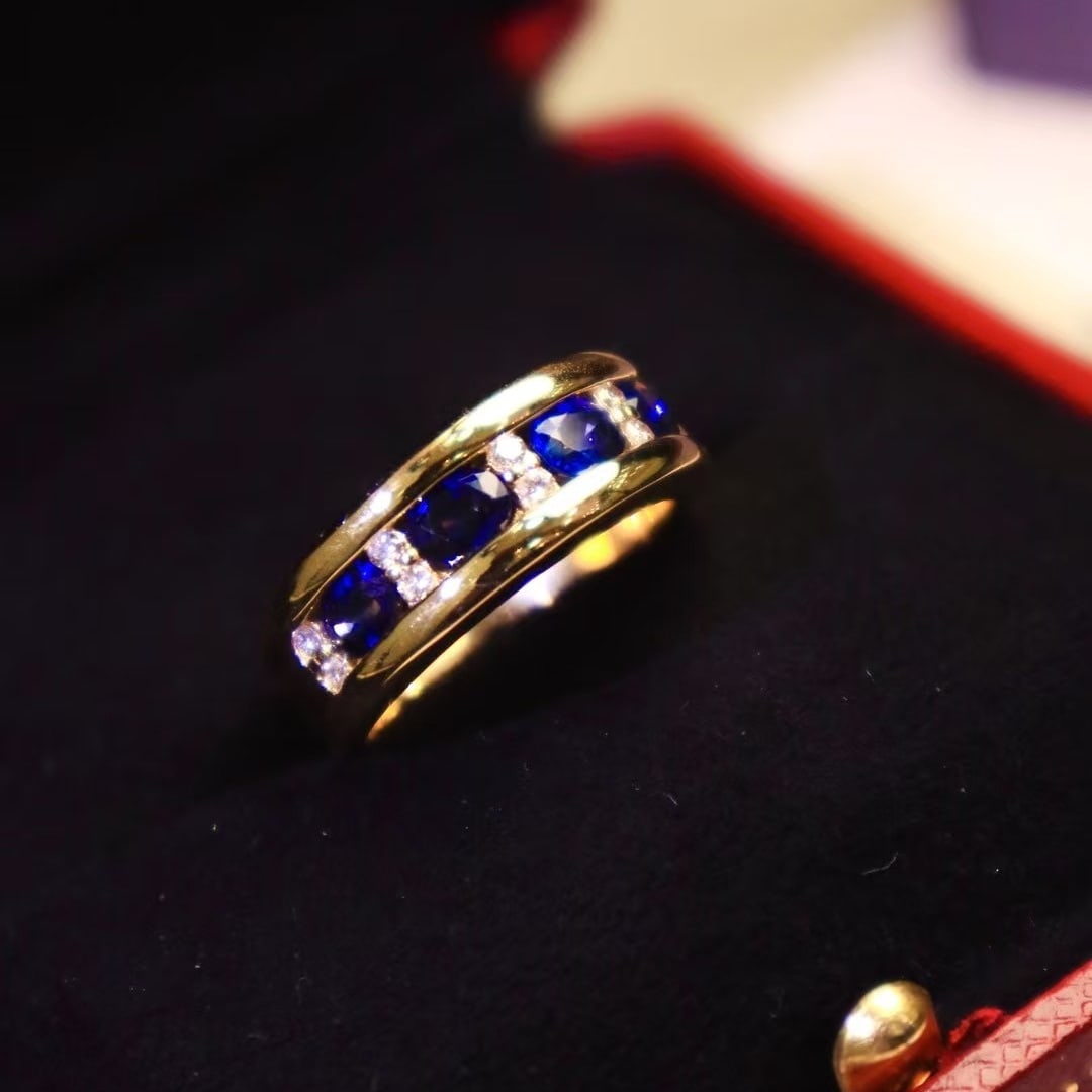 14k Gold 1.58 Ctw Natural Sapphire & Diamond Ring - 3