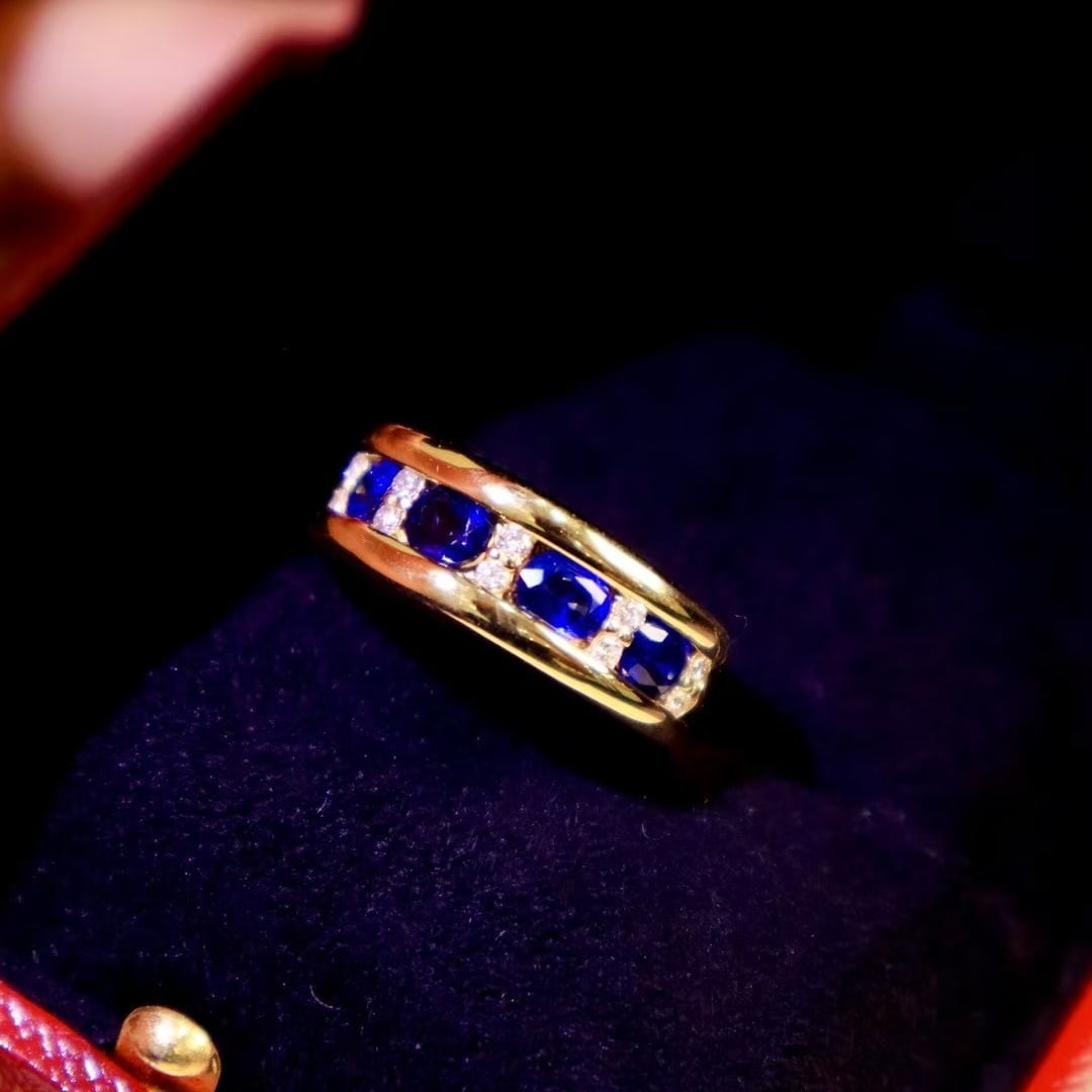 14k Gold 1.58 Ctw Natural Sapphire & Diamond Ring - 4