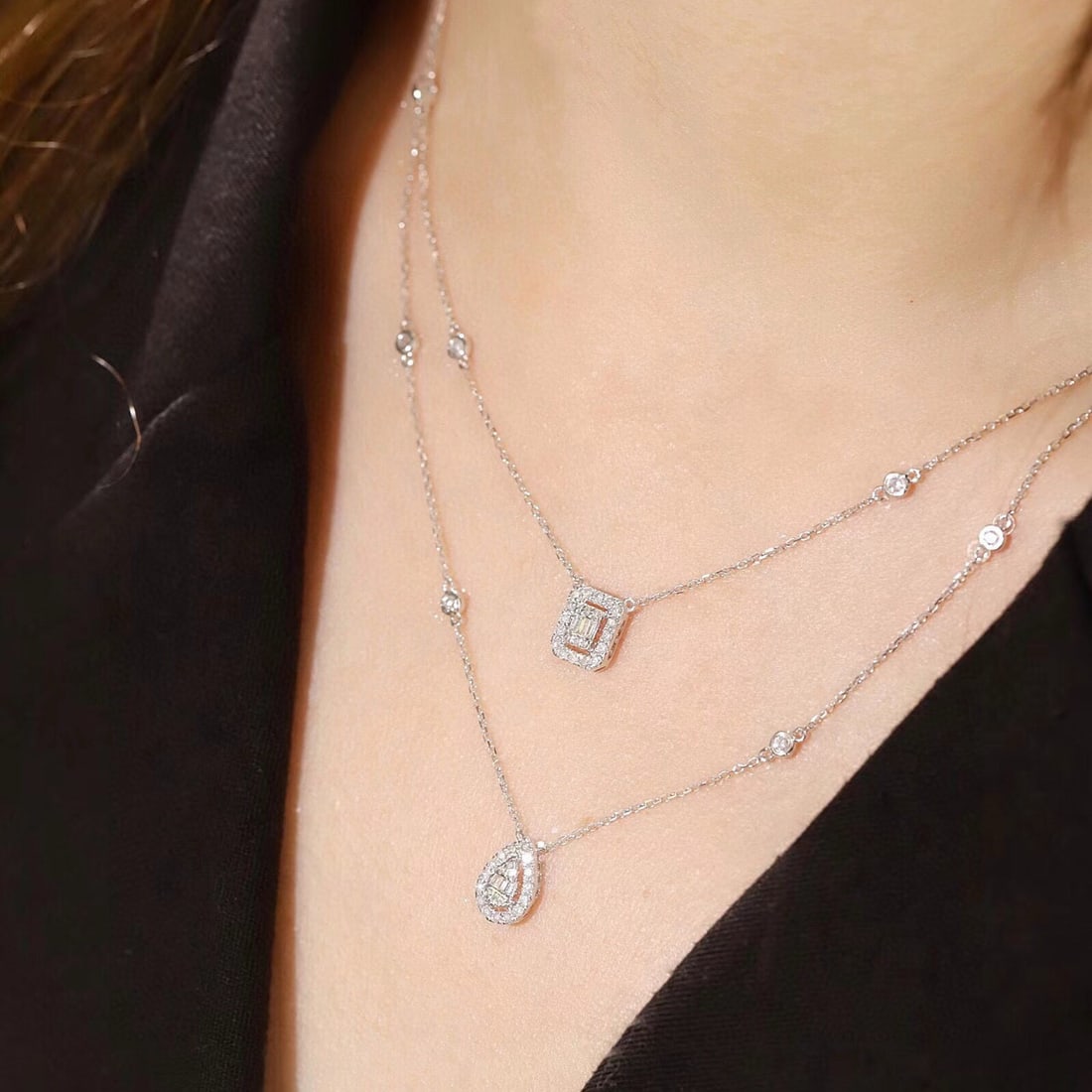 14k Gold 0.58 Ct Natural H Diamond Necklace - 6