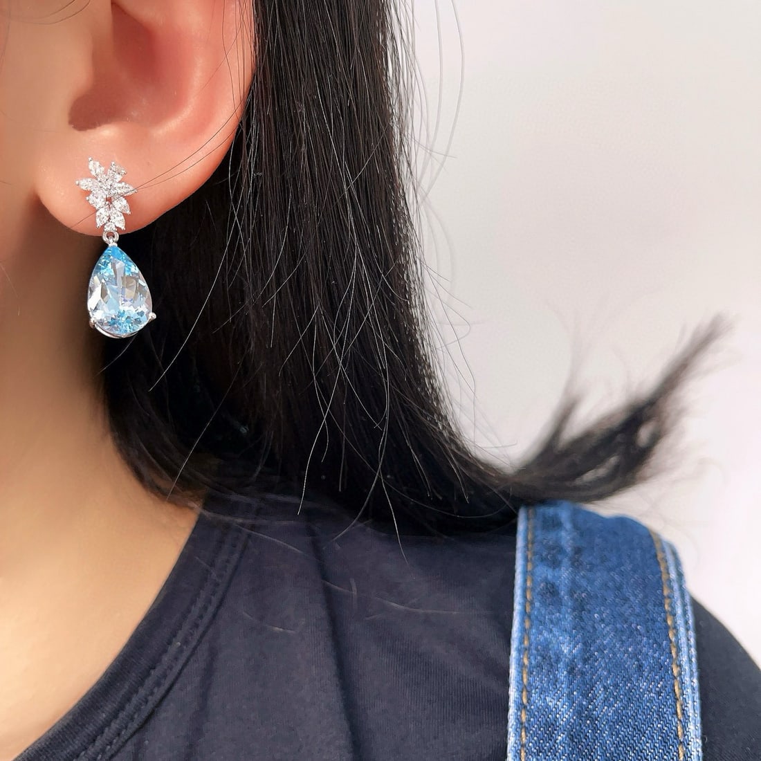14k Gold 10.04 Ctw Natural Aquamarine & Diamond Earrings - 6