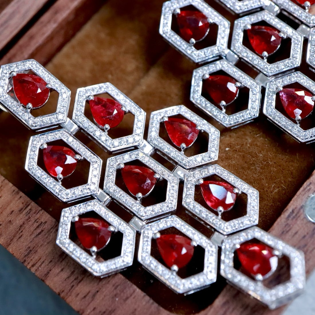 14k Gold 7.97 Ctw Natural Ruby & Lab Grown Diamond Earrings - 3