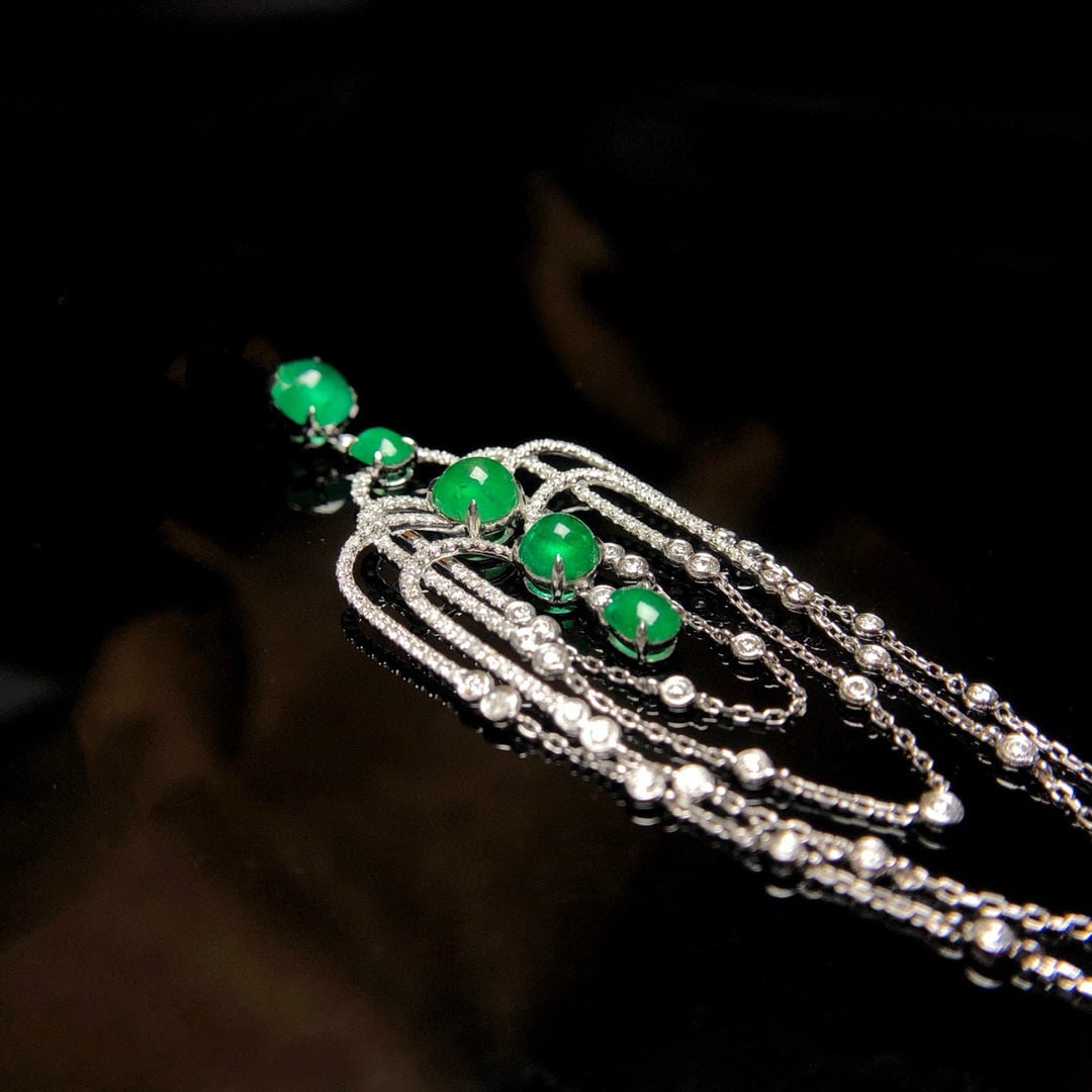 14k Gold 3.87 Ctw Natural Emerald & Diamond Brooch - 2