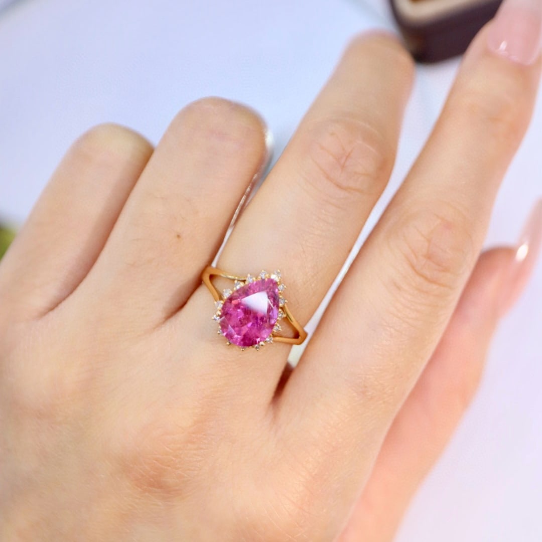 14k Gold 2.87 Ctw Natural Tourmaline & Diamond Ring - 3