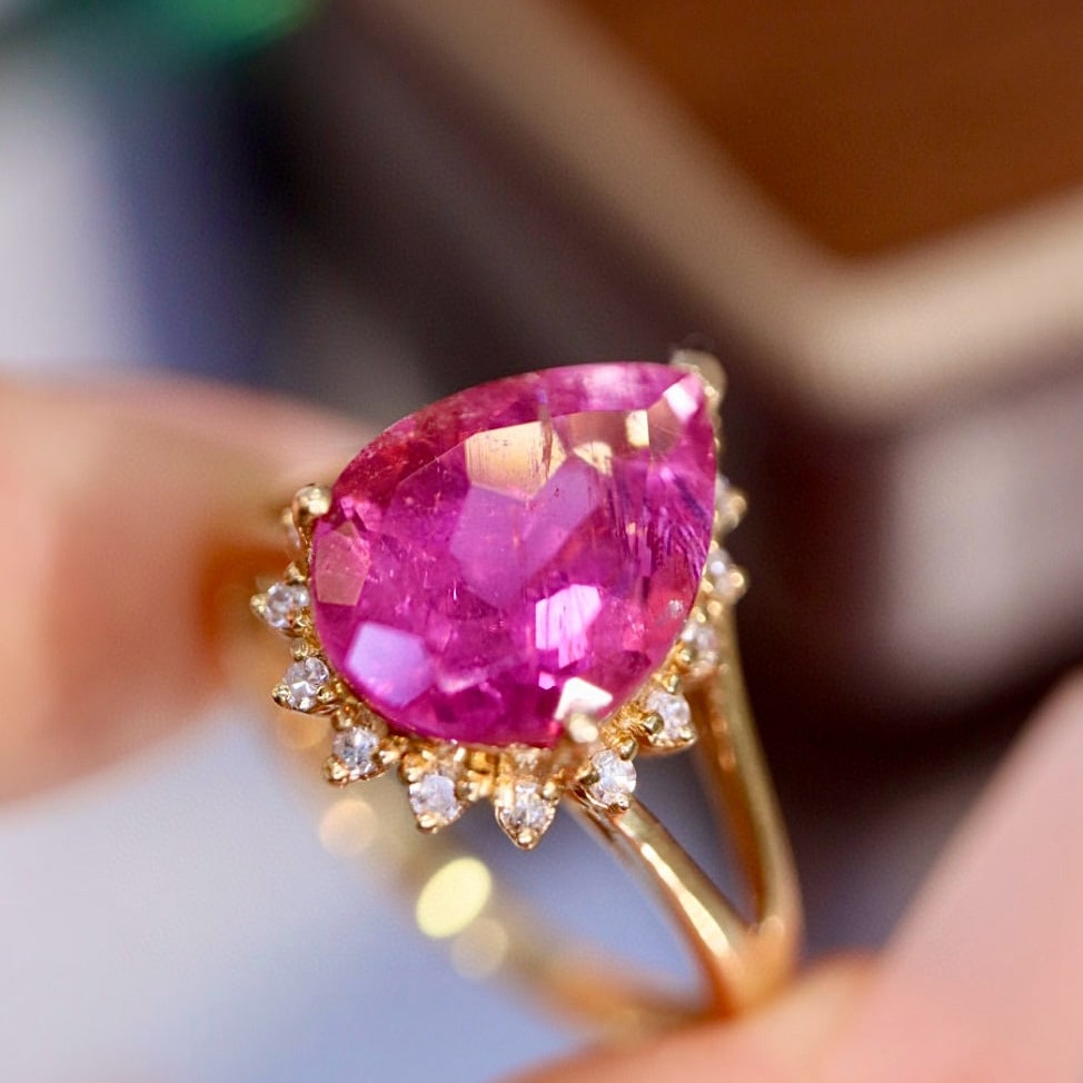 14k Gold 2.87 Ctw Natural Tourmaline & Diamond Ring - 5