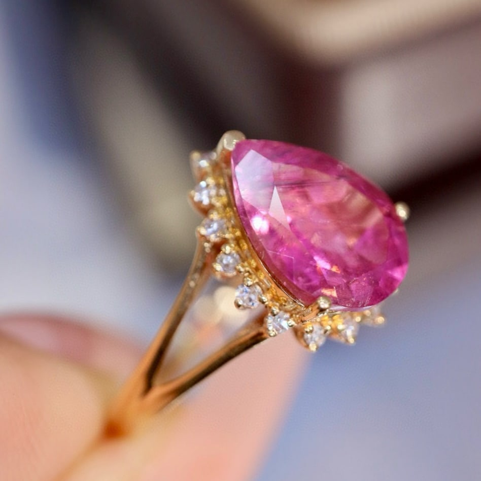 14k Gold 2.87 Ctw Natural Tourmaline & Diamond Ring - 6