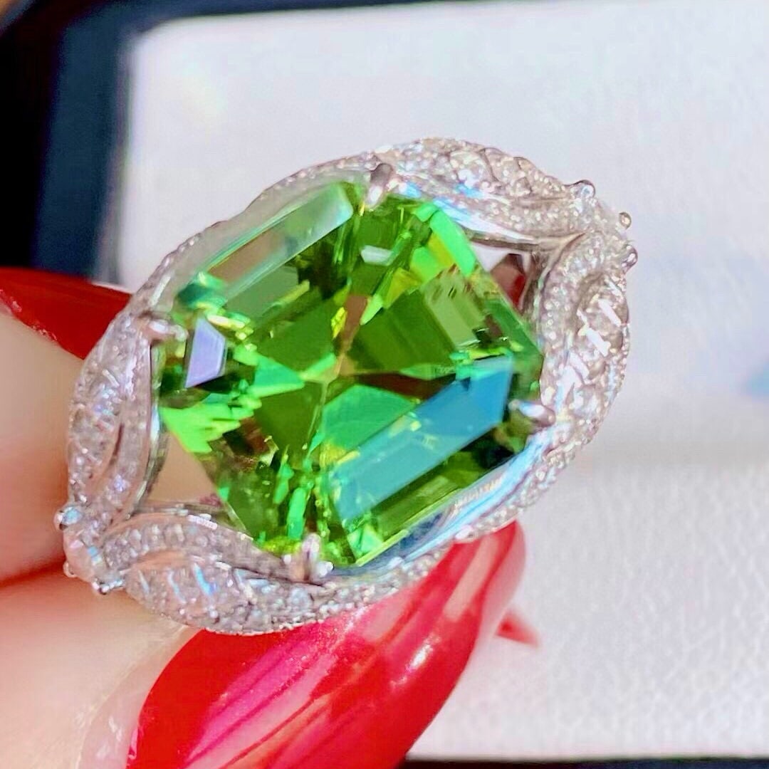 14k Gold 7.0 Ctw Natural Tourmaline & Diamond Ring - 3