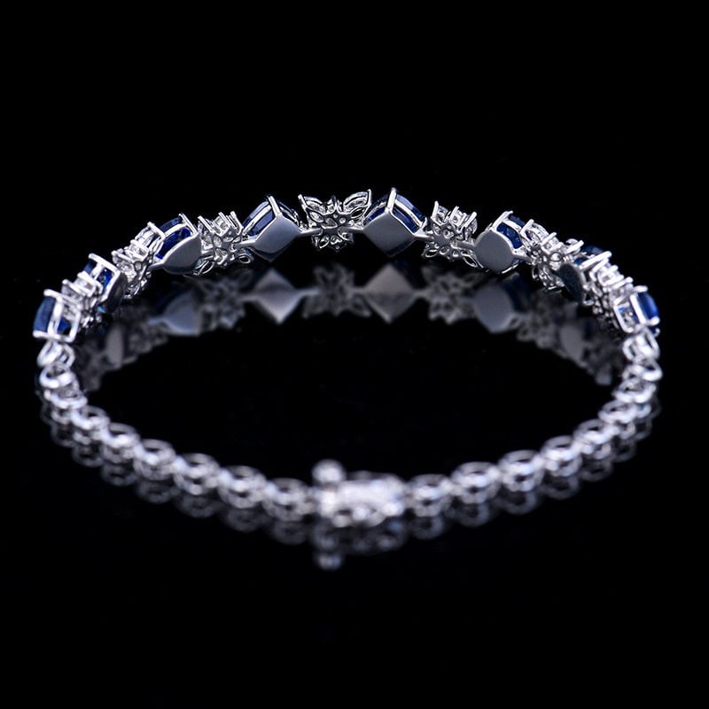 14k Gold 4.30 Ctw Natural Sapphire & Diamond Bracelet - 5