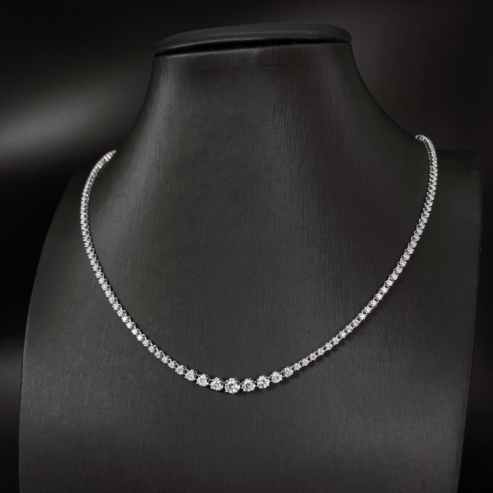 14k Gold 3.0 Ct Natural H Diamond Necklace - 2
