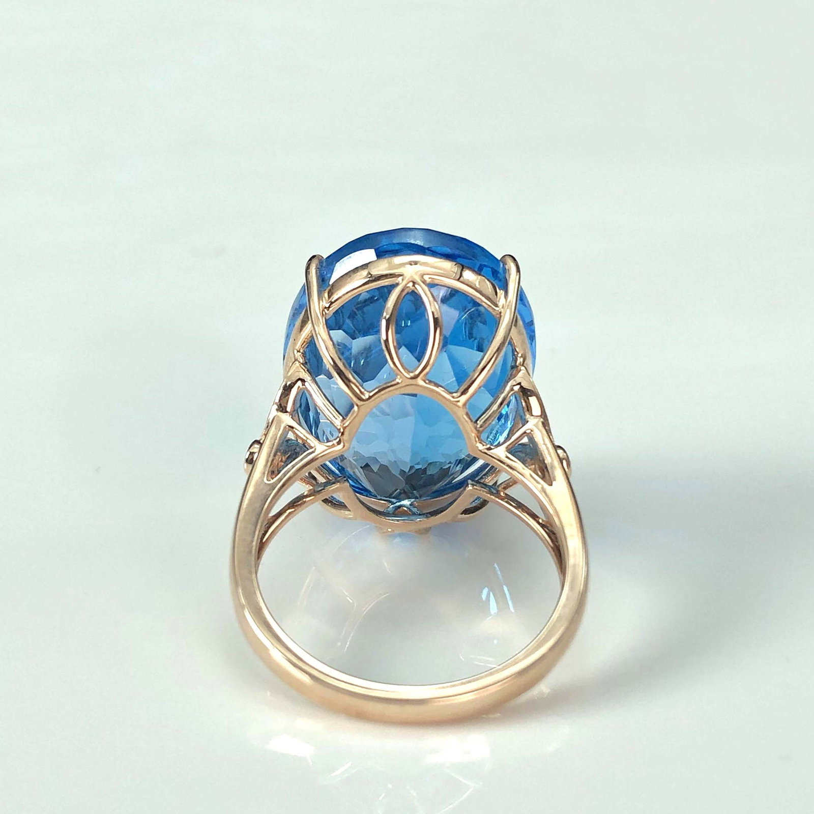 14k Gold 19.5 Ct Natural Topaz & Diamond Ring - 6