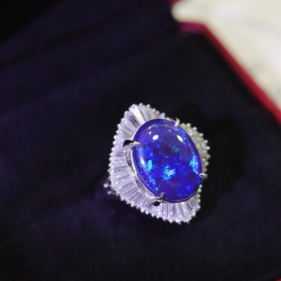 14k Gold 6.14 Ctw Natural Opal & Diamond Ring - 6