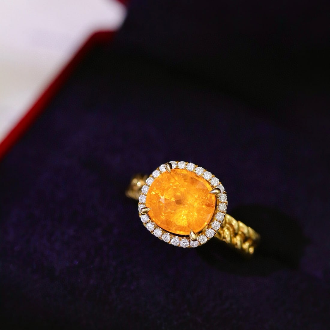 14k Gold 4.58 Ctw Natural Spessartine & Diamond Ring - 2
