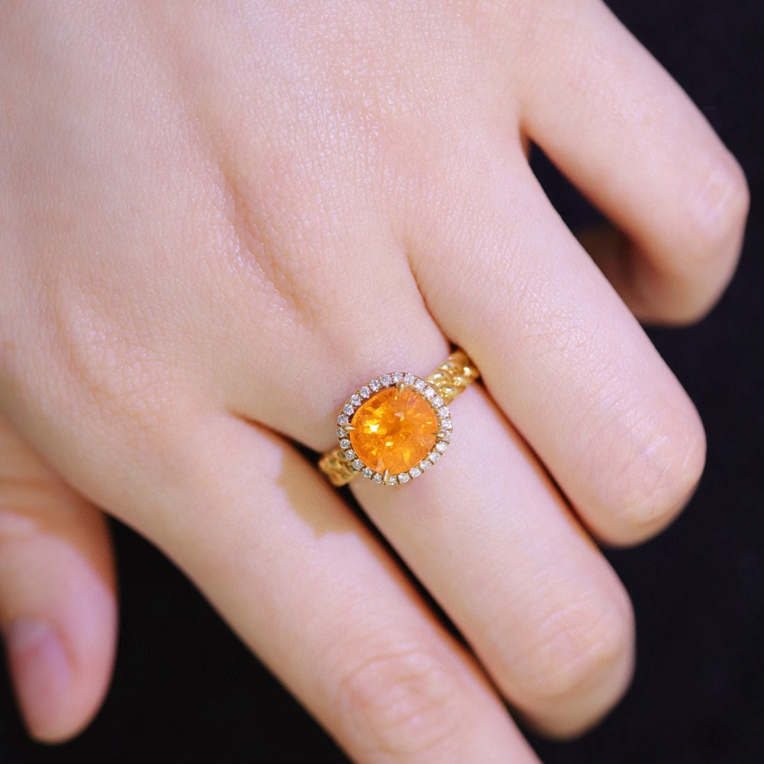 14k Gold 4.58 Ctw Natural Spessartine & Diamond Ring - 4