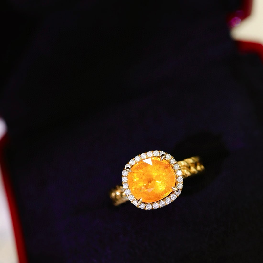 14k Gold 4.58 Ctw Natural Spessartine & Diamond Ring - 5