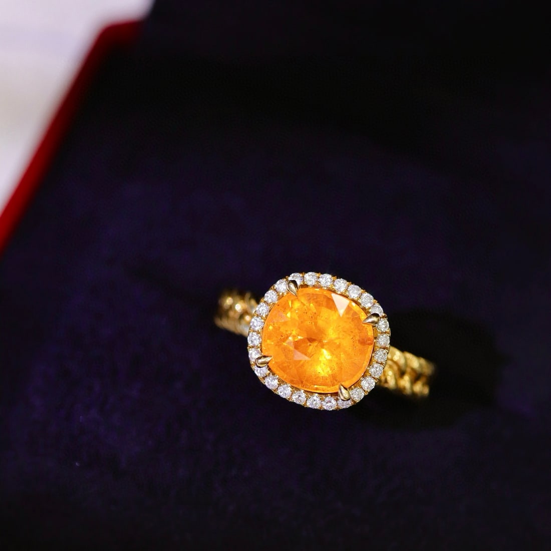 14k Gold 4.58 Ctw Natural Spessartine & Diamond Ring - 6
