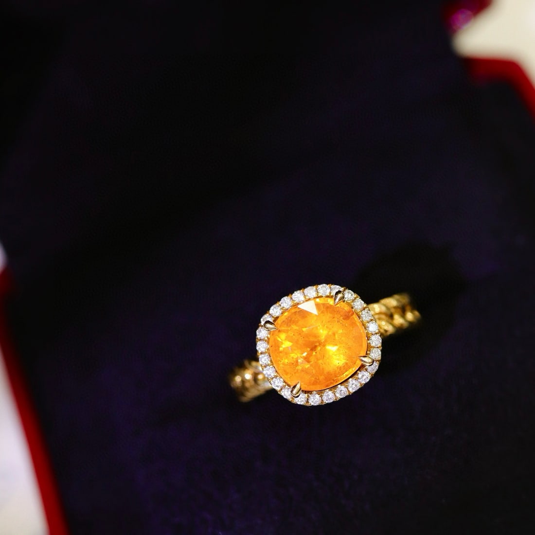 14k Gold 4.58 Ctw Natural Spessartine & Diamond Ring - 7