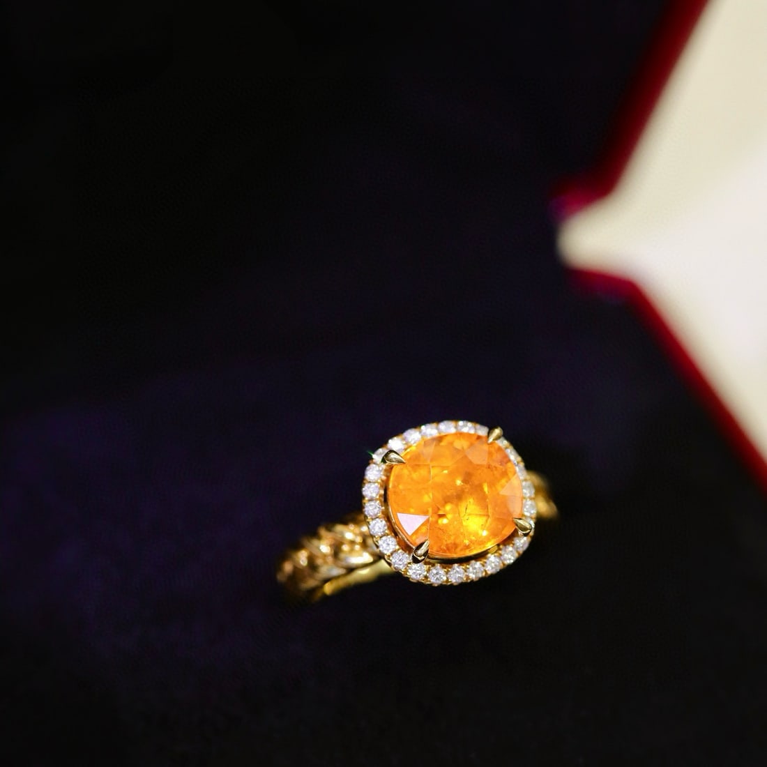 14k Gold 4.58 Ctw Natural Spessartine & Diamond Ring - 8