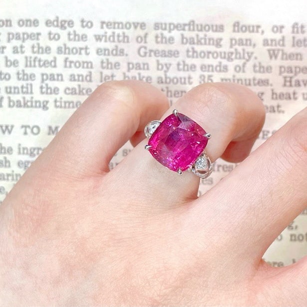 14k Gold 10.54 Ctw Natural Tourmaline & Diamond Ring - 2