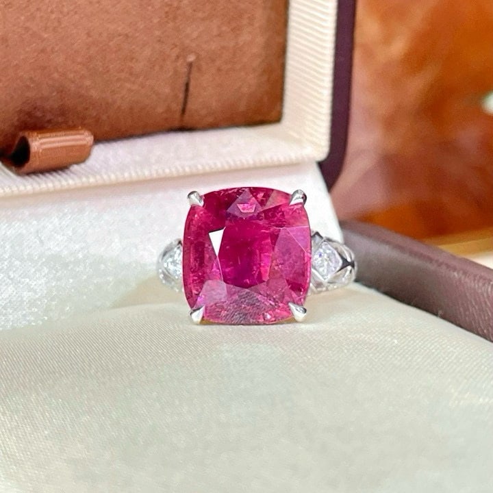 14k Gold 10.54 Ctw Natural Tourmaline & Diamond Ring - 4