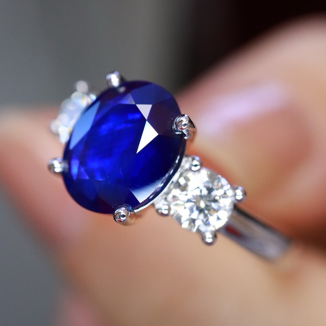 14k Gold 2.33 Ctw Natural Sapphire & Diamond Ring - 4