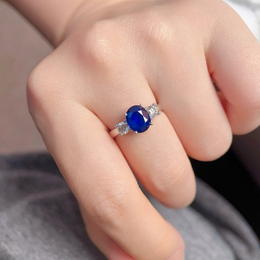 14k Gold 2.33 Ctw Natural Sapphire & Diamond Ring - 6