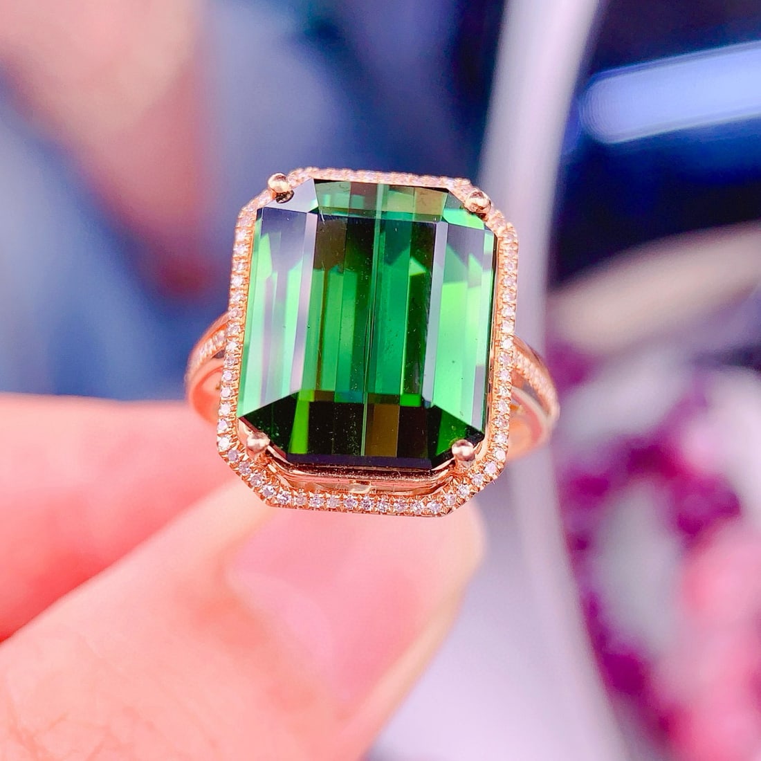 14k Gold 11.0 Ct Natural Tourmaline & Diamond Ring - 5
